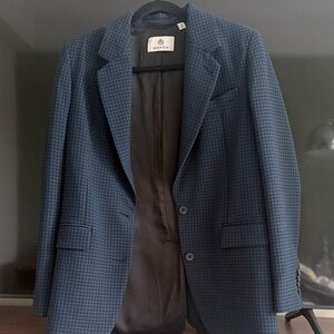 Babaton Navy Checkered Blazer